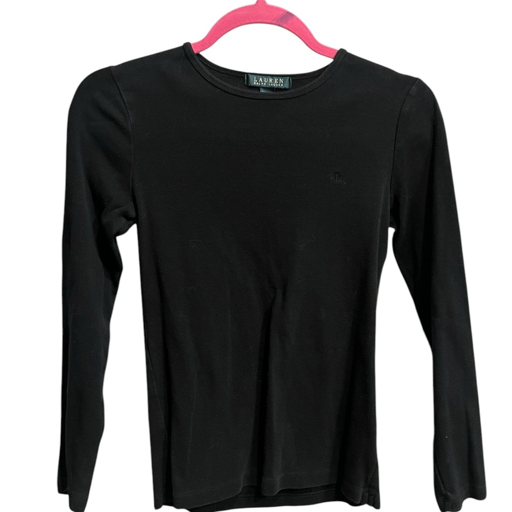 Black Long Sleeve Top by Lauren Ralph Lauren 100% Cotton